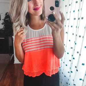 HYFVE Neon Orange Sleeveless Blouse Small